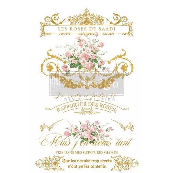 KACHA LES ROSES - 24" x 35" - Redesign Decor Transfer Decal - Furniture Transfer - Baillea's Interiors -