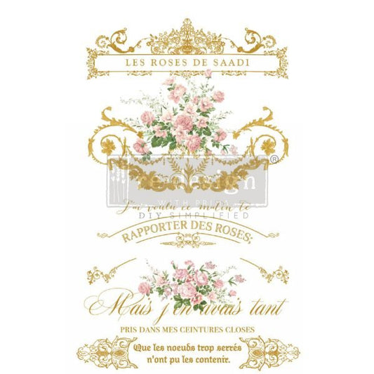 KACHA LES ROSES - 24" x 35" - Redesign Decor Transfer Decal - Furniture Transfer - Baillea's Interiors -