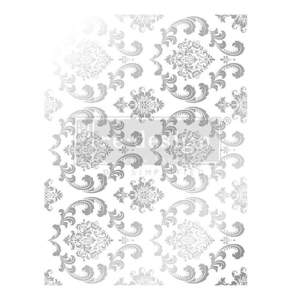 KACHA Silver House Of Damask - 18" x 24" - Redesign Decor Transfer Decal - Furniture Transfer - Baillea's Interiors -
