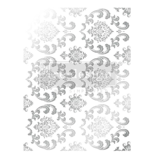KACHA Silver House Of Damask - 18" x 24" - Redesign Decor Transfer Decal - Furniture Transfer - Baillea's Interiors -