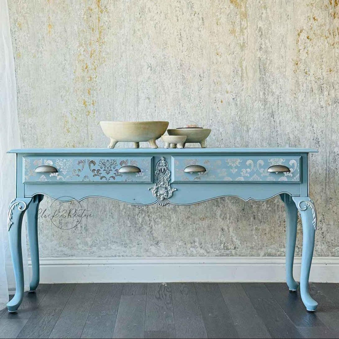 KACHA Silver House Of Damask - 18" x 24" - Redesign Decor Transfer Decal - Furniture Transfer - Baillea's Interiors -