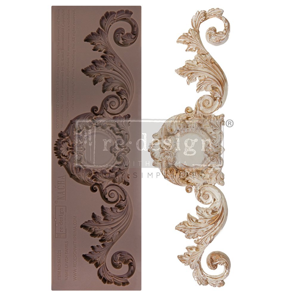 LAVISH SWIRLS Decor Mould Re-Design with Prima 3" x 10" - KACHA - Moulds - Baillea's Interiors -
