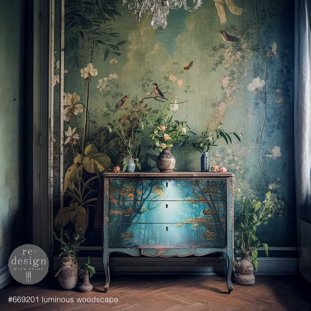 LUMINOUS WOODSCAPE - A1 Fiber Paper for Decoupage - LARGE - 59.4cm x 84.1cm - Re-Design with Prima - Decoupage - Baillea's Interiors -