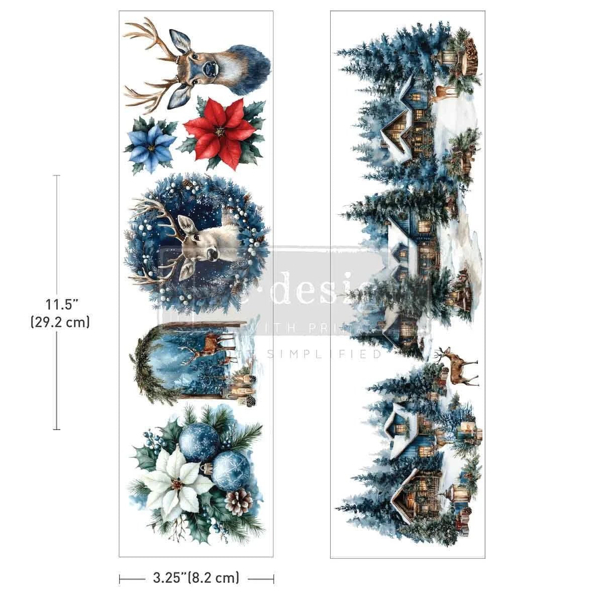 Luxe Transfers - Blue Ridge Winter - 2 sheets - 3.25"x11.5" each - Redesign with Prima Decor Transfer Decal - Furniture Transfer - Baillea's Interiors -
