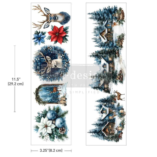 Luxe Transfers - Blue Ridge Winter - 2 sheets - 3.25"x11.5" each - Redesign with Prima Decor Transfer Decal - Furniture Transfer - Baillea's Interiors -