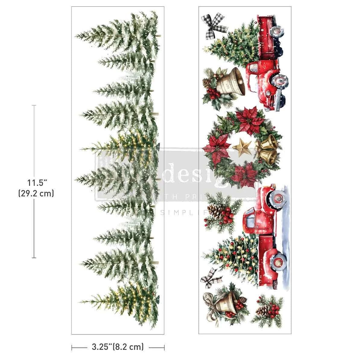 Luxe Transfers - Hometown Holiday - 2 sheets - 3.25"x11.5" each - Redesign with Prima Decor Transfer Decal - Furniture Transfer - Baillea's Interiors -