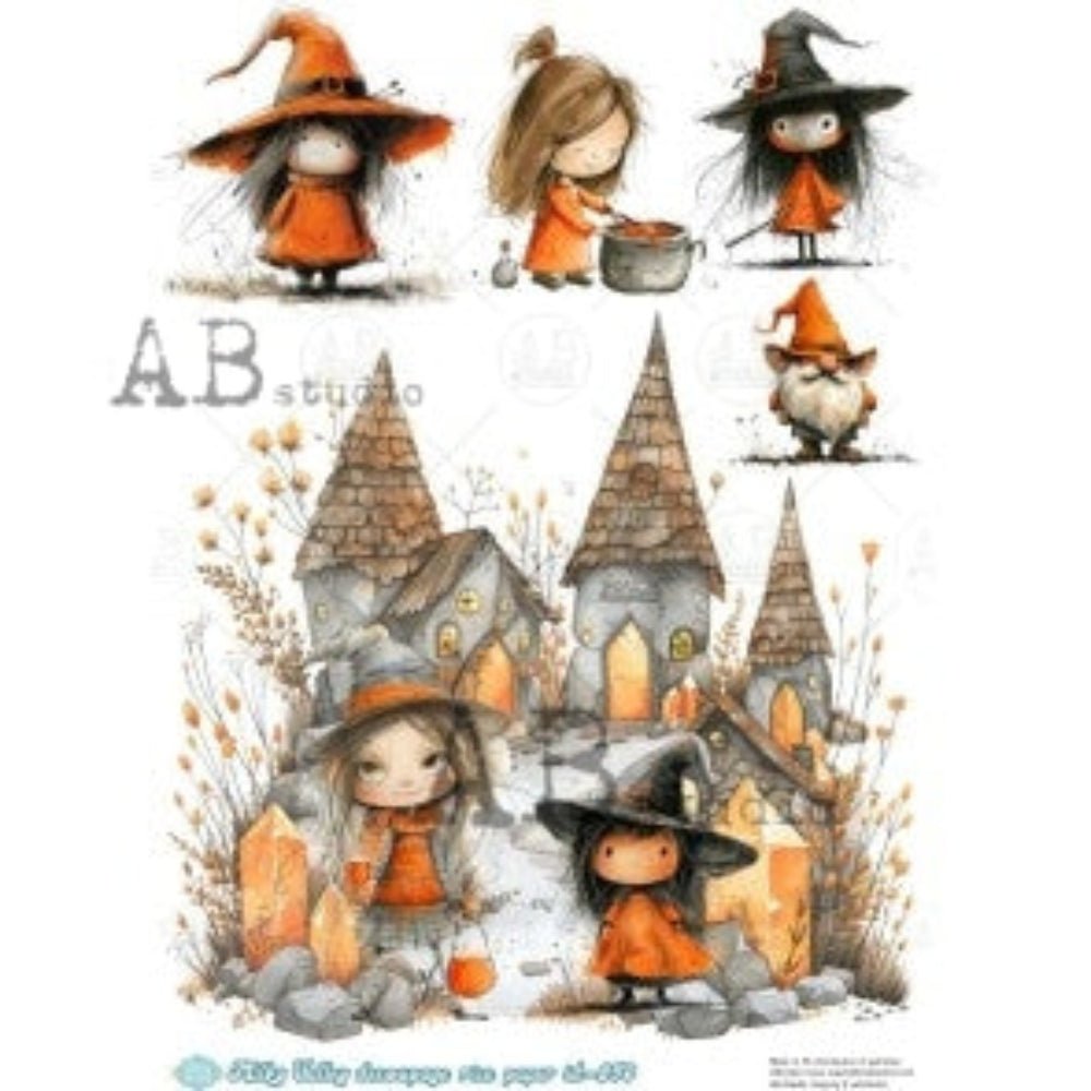 Milky Way Witches A4 Rice Decoupage Paper for Craft | Scrapbooking | Decor - Decoupage - Baillea's Interiors -