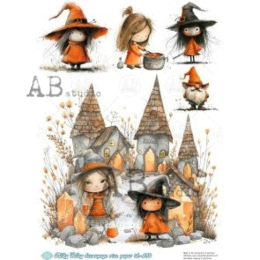 Milky Way Witches A4 Rice Decoupage Paper for Craft | Scrapbooking | Decor - Decoupage - Baillea's Interiors -