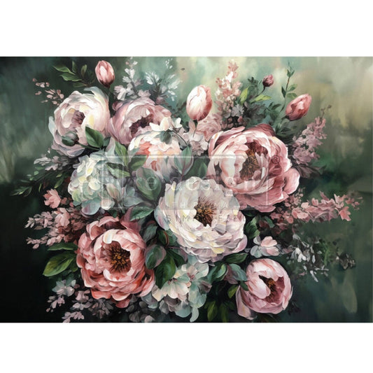 Mossy Rose Delight - A1 Rice Paper for Decoupage - LARGE - 59.4cm x 84.1cm - Re-Design with Prima - Decoupage - Baillea's Interiors -
