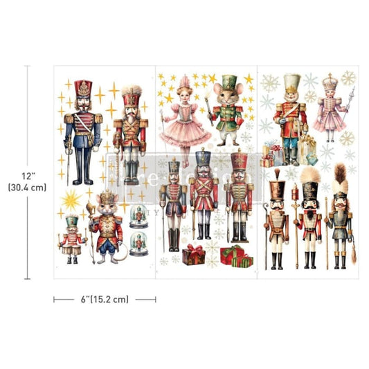 NUTCRACKER CHRISTMAS - 3 sheets - 6" x 12" each - Redesign Decor Transfer Decal - Furniture Transfer - Baillea's Interiors -
