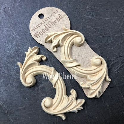 PAIR ELABORATE SCROLLS Decorative Antique Moulding Applique WoodUbend 1017.11 - Moulding - Baillea's Interiors -