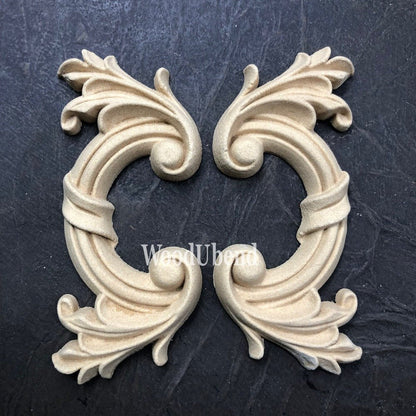 PAIR ELABORATE SCROLLS Decorative Antique Moulding Applique WoodUbend 1017.11 - Moulding - Baillea's Interiors -