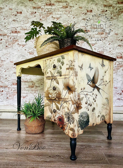 Pale Blossom - Mint by Michelle Decoupage Paper - A3 and A1 sizes - Decoupage - Baillea's Interiors -