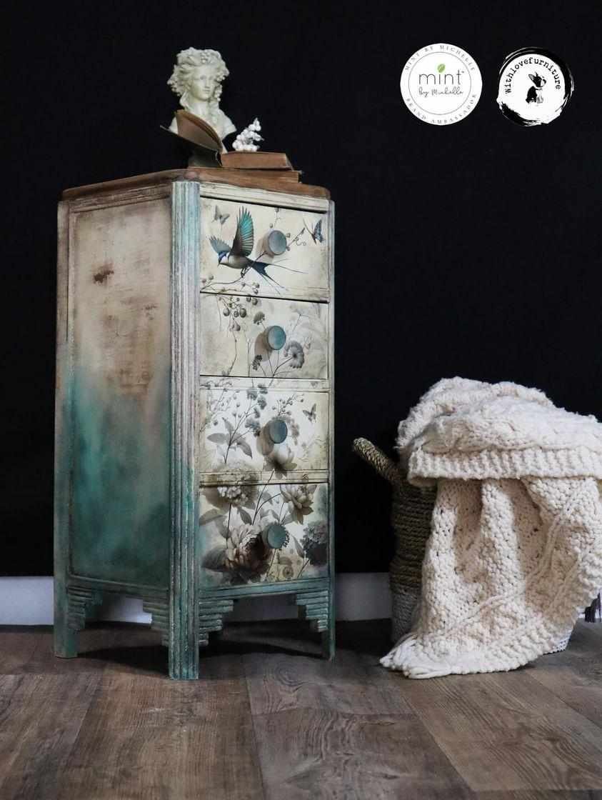 Pale Blossom - Mint by Michelle Decoupage Paper - A3 and A1 sizes - Decoupage - Baillea's Interiors -