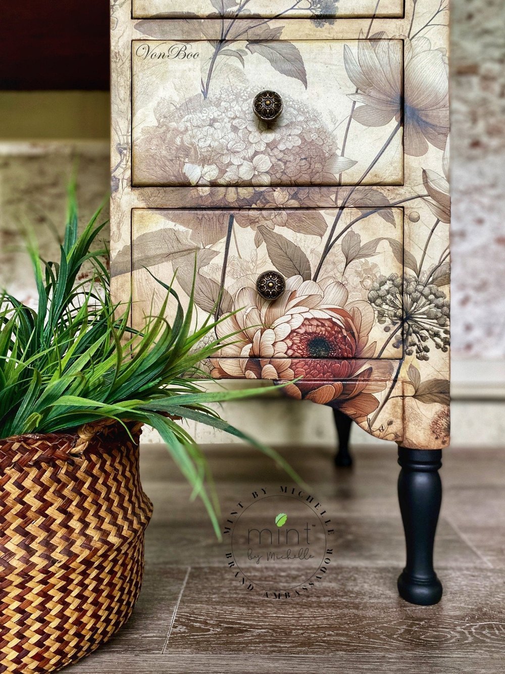 Pale Blossom - Mint by Michelle Decoupage Paper - A3 and A1 sizes - Decoupage - Baillea's Interiors -