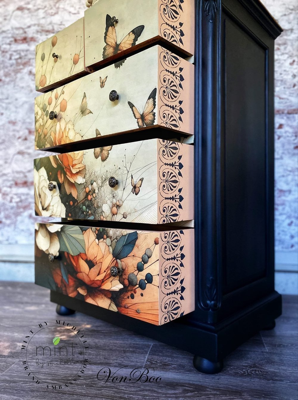 Peach Oasis - Mint by Michelle Decoupage Paper - A3 and A1 sizes - Decoupage - Baillea's Interiors -