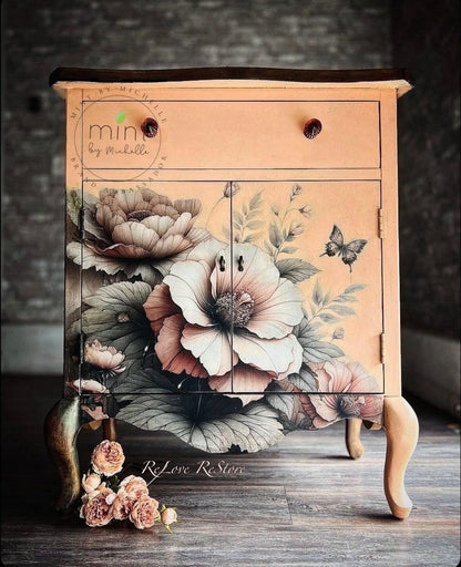 Peach Petals - Mint by Michelle Decoupage Paper - A3 and A1 sizes - Decoupage - Baillea's Interiors -