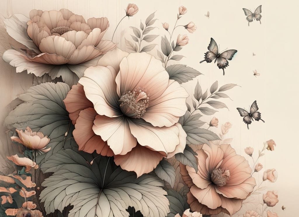 Peach Petals - Mint by Michelle Decoupage Paper - A3 and A1 sizes - Decoupage - Baillea's Interiors -