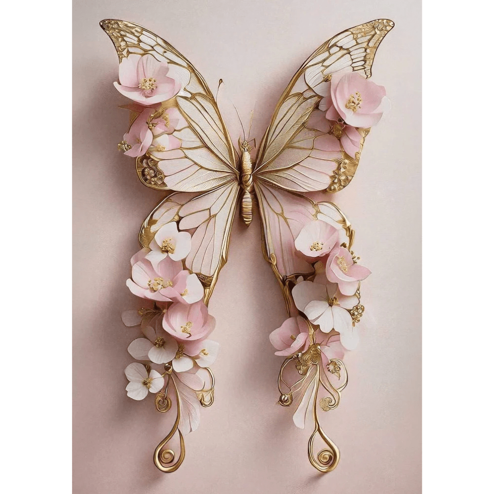 Pink Butterfly - Mint by Michelle Decoupage Paper - A3 and A1 sizes - Decoupage - Baillea's Interiors -
