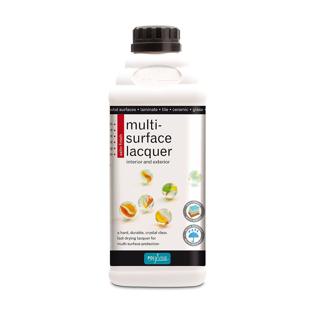 Polyvine Multi Surface (Crystal Clear) Lacquer - Satin Finish - 100ml, 500ml, 1 litre - Varnish - Baillea's Interiors -