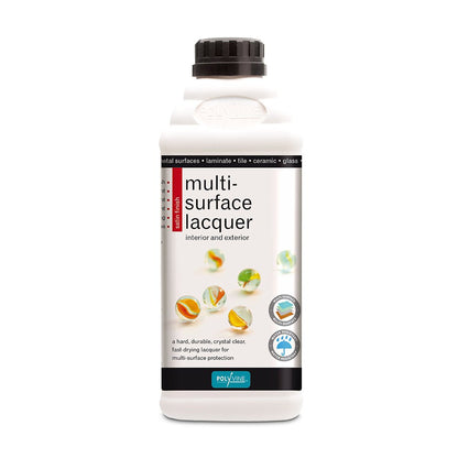 Polyvine Multi Surface (Crystal Clear) Lacquer - Satin Finish - 100ml, 500ml, 1 litre - Varnish - Baillea's Interiors -