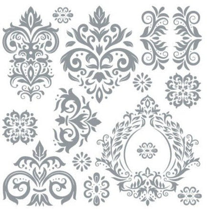Rococo Silver - 30cm x 30cm x 2 Sheets - Hokus Pokus Rub On Decor Transfer Decal - Furniture Transfer - Baillea's Interiors -