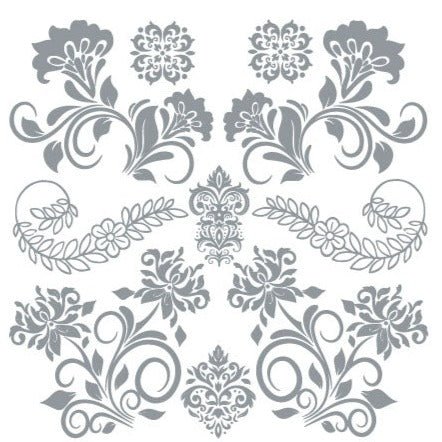 Rococo Silver - 30cm x 30cm x 2 Sheets - Hokus Pokus Rub On Decor Transfer Decal - Furniture Transfer - Baillea's Interiors -