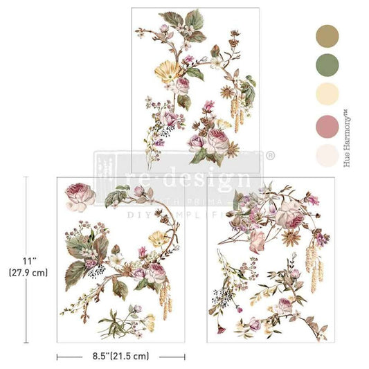 Rosette Royale - 3 sheets - 21.5cm x 27.9cm each - Redesign with Prima Decor Transfer Decal - Furniture Transfer - Baillea's Interiors -