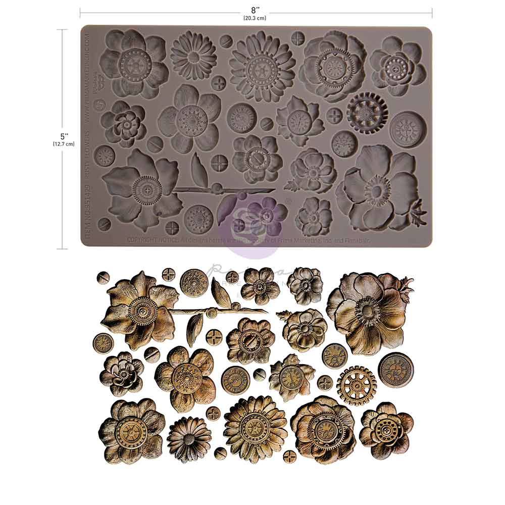 Rusty Flowers - Decor | Food | Craft Mould - Re-Design with Prima 8" x 5" - Moulds - Baillea's Interiors -