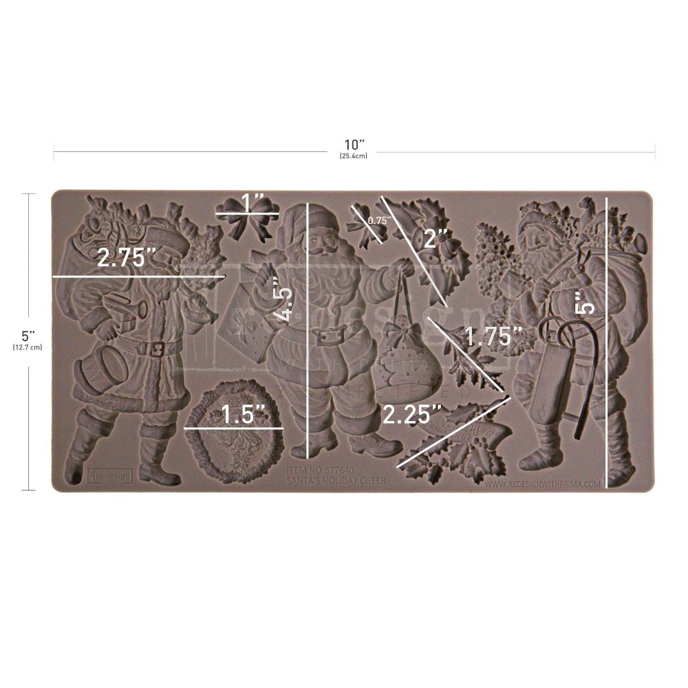 Santa's Holiday Cheer Decor | Food | Craft Mould Re-Design with Prima 5" x 10" - Moulds - Baillea's Interiors -
