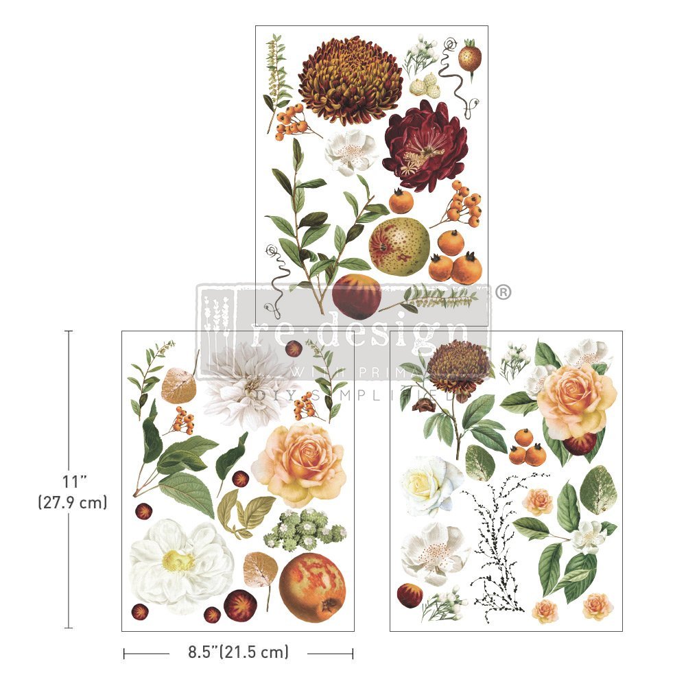 SEASONAL SPLENDOR - 3 sheets - 21.5cm x 27.9cm each - Redesign Decor Transfer Decal - Furniture Transfer - Baillea's Interiors -