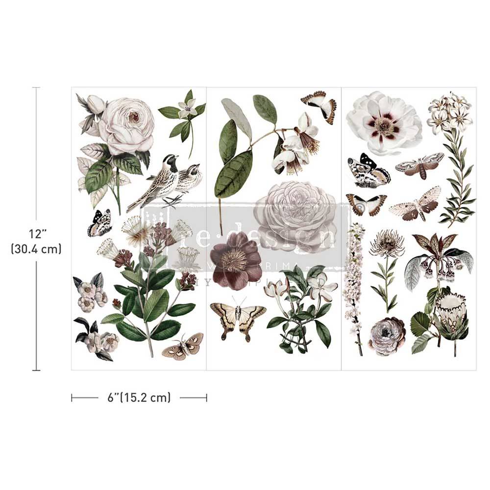 Secret Garden - 3 sheets - 15cm x 30cm each - Redesign Decor Transfer Decal - Furniture Transfer - Baillea's Interiors -