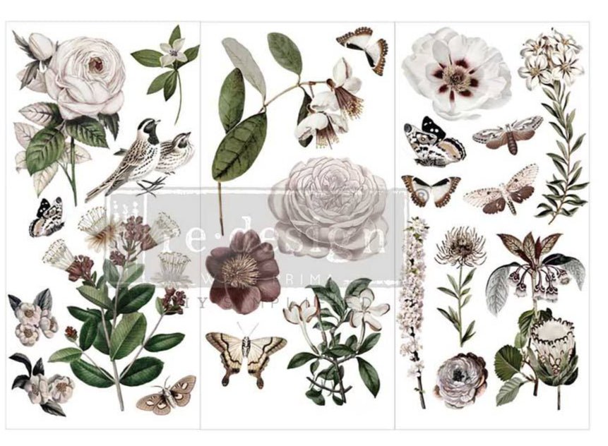 Secret Garden - 3 sheets - 15cm x 30cm each - Redesign Decor Transfer Decal - Furniture Transfer - Baillea's Interiors -