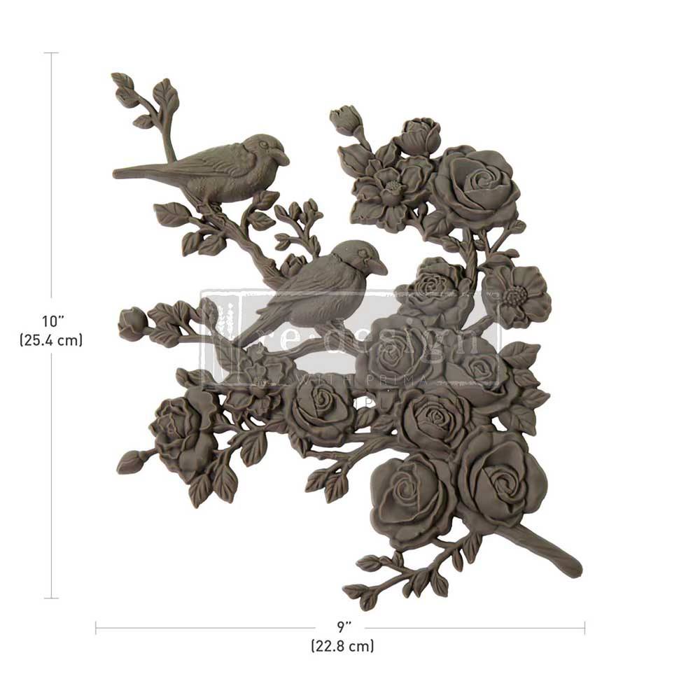 Serene Perch (Right) – 22.8cm x 25.4cm - Bird and Branch Applique Moulding by ReDesign with Prima - Moulding - Baillea's Interiors -