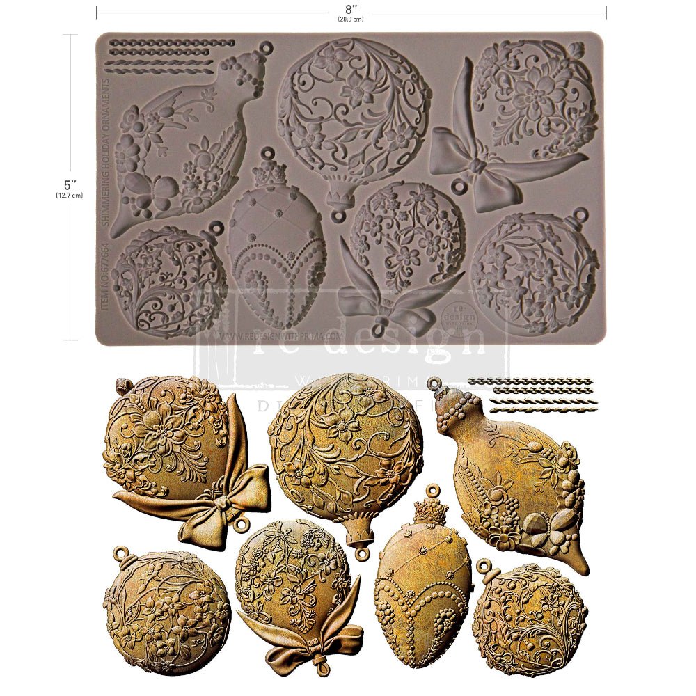 Shimmering Holiday Ornaments Decor | Food | Craft Mould Re-Design with Prima 8" x 5" - Moulds - Baillea's Interiors -
