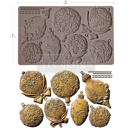 Shimmering Holiday Ornaments Decor | Food | Craft Mould Re-Design with Prima 8" x 5" - Moulds - Baillea's Interiors -