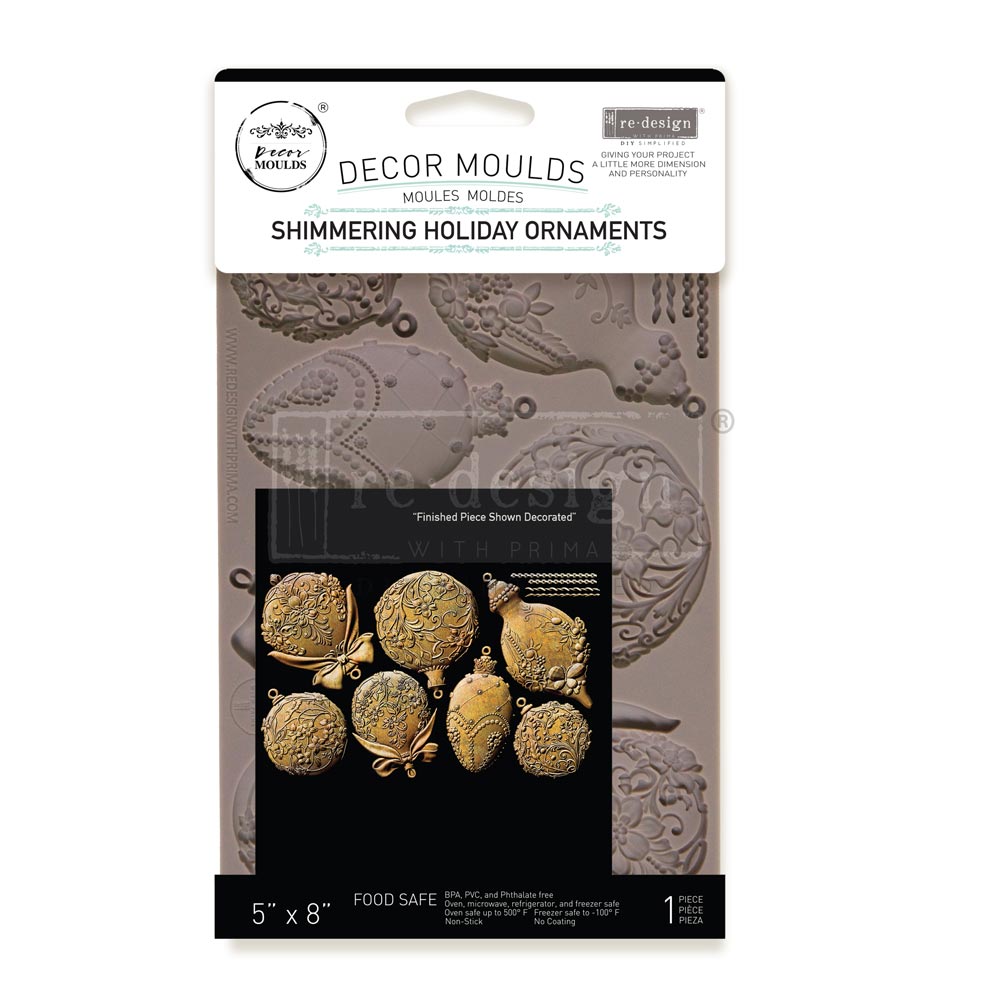 Shimmering Holiday Ornaments Decor | Food | Craft Mould Re-Design with Prima 8" x 5" - Moulds - Baillea's Interiors -