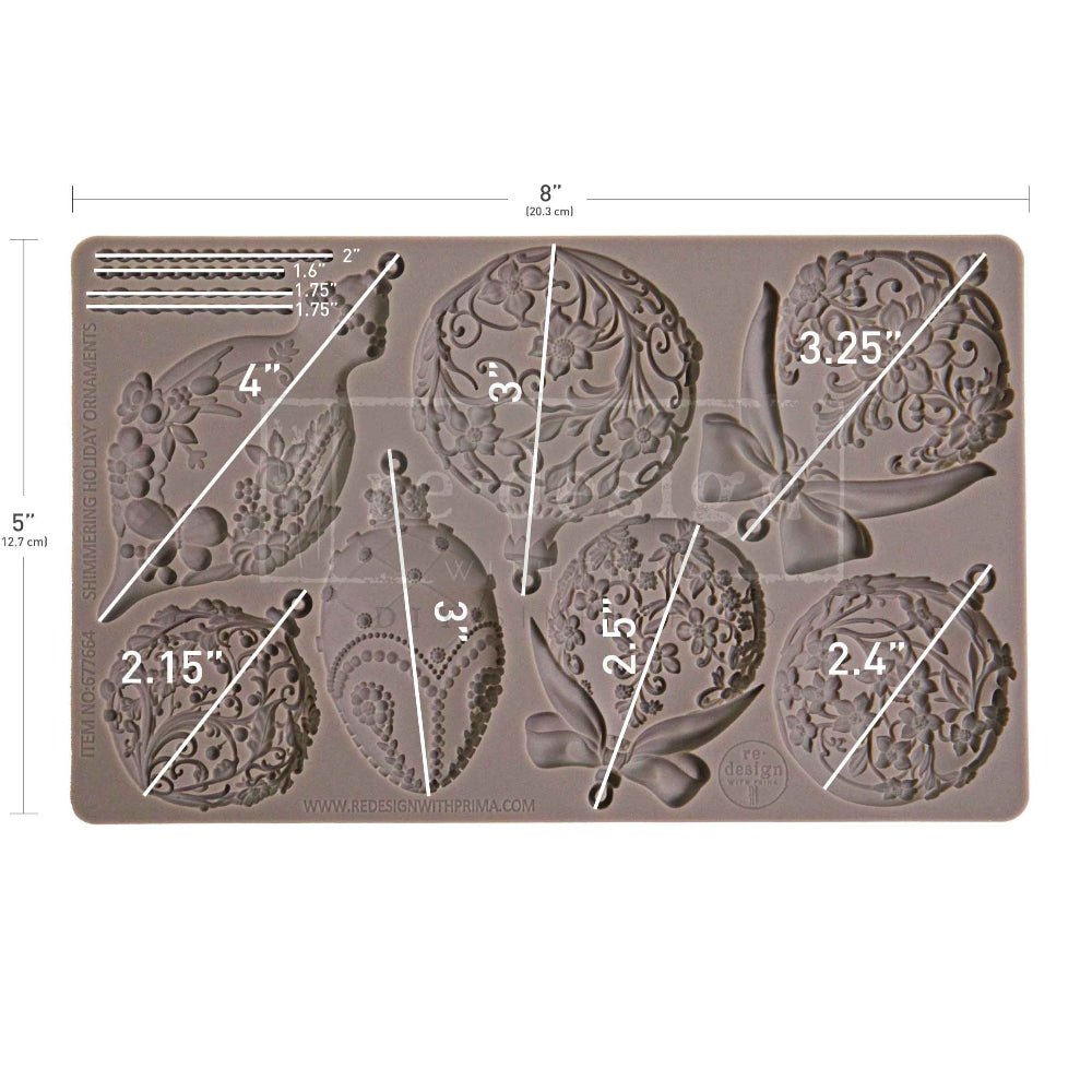 Shimmering Holiday Ornaments Decor | Food | Craft Mould Re-Design with Prima 8" x 5" - Moulds - Baillea's Interiors -