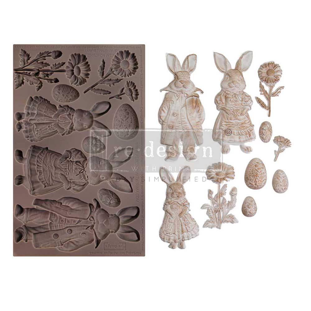 Springtime Bunny Decor Mould Re-Design with Prima 5" x 8" - Moulds - Baillea's Interiors -