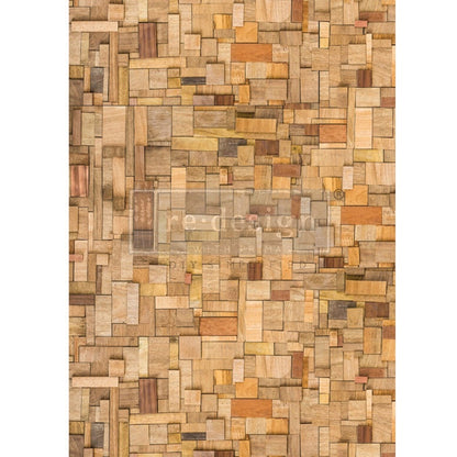 WOOD CUBISM - A1 Rice Paper for Decoupage - LARGE - 59.4cm x 84.1cm - Re-Design with Prima