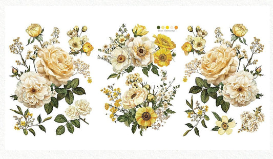 Yellow Bliss - 3 sheets - 21.5cm x 27.9cm each - Redesign Decor Transfer Decal - Furniture Transfer - Baillea's Interiors -