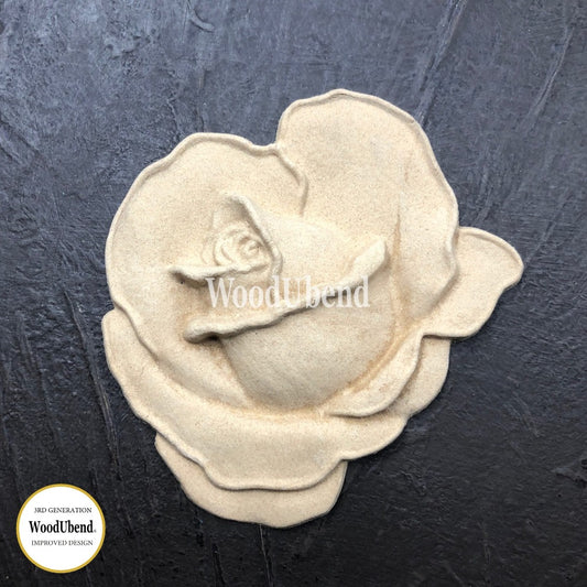 ROSE 8.5 x 10 cms Decorative Flower Moulding Applique WoodUbend #0326