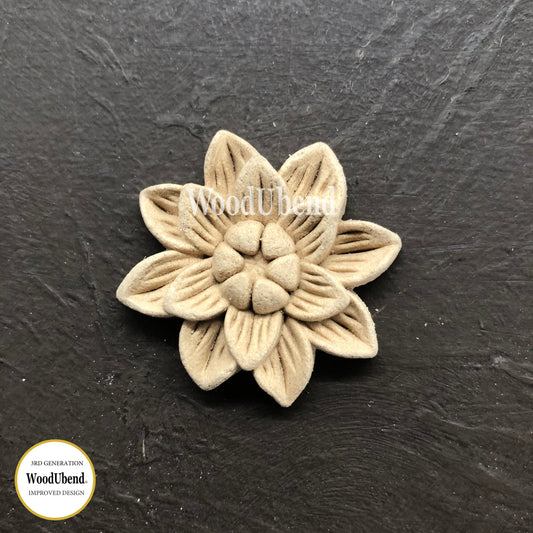 SMALL EXOTIC FLOWER 2cm x 3cm Decorative Antique Moulding Applique WoodUbend #1116