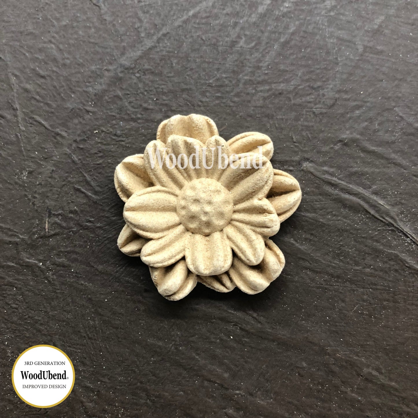 MEDIUM PETALLED FLOWER 3 × 4 cms Decorative Antique Moulding Applique WoodUbend #1117