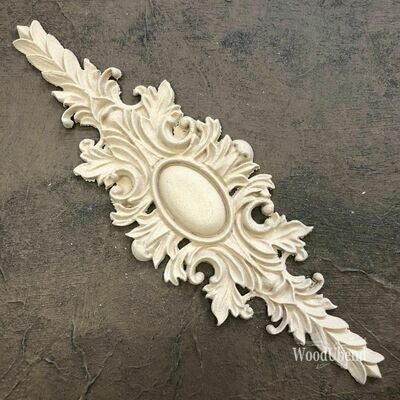 FLORAL PEDIMENT 23cm x 7.4cm Decorative Antique Moulding Applique WoodUbend  #2111