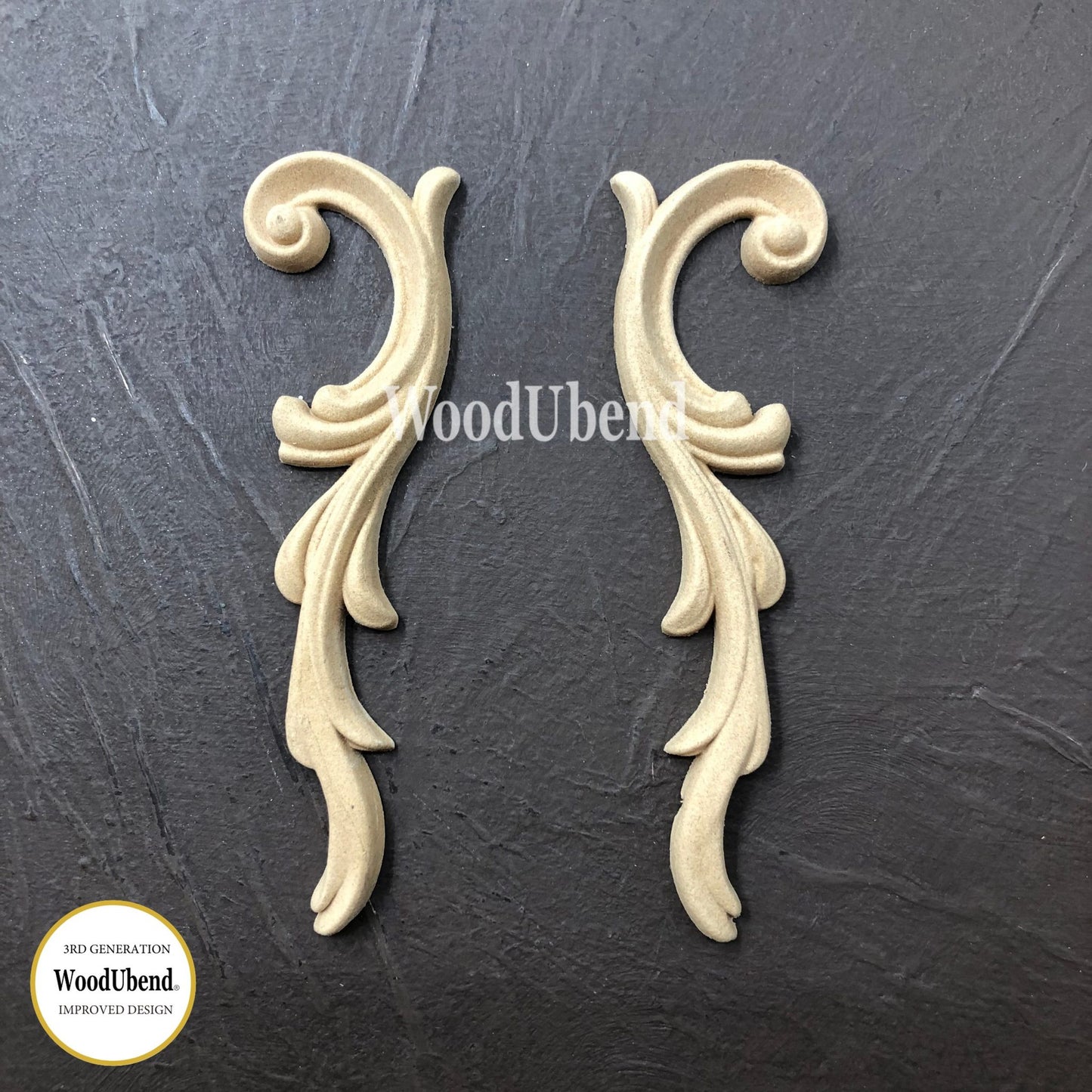 PAIR SCROLLS Decorative Antique Moulding Applique WoodUbend 362.3