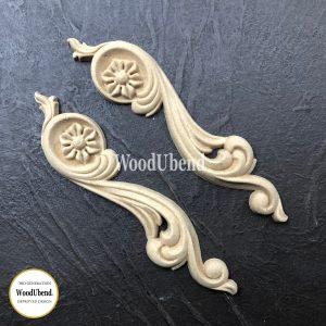 PAIR SCROLLS Decorative Antique Moulding Applique WoodUbend 364-5