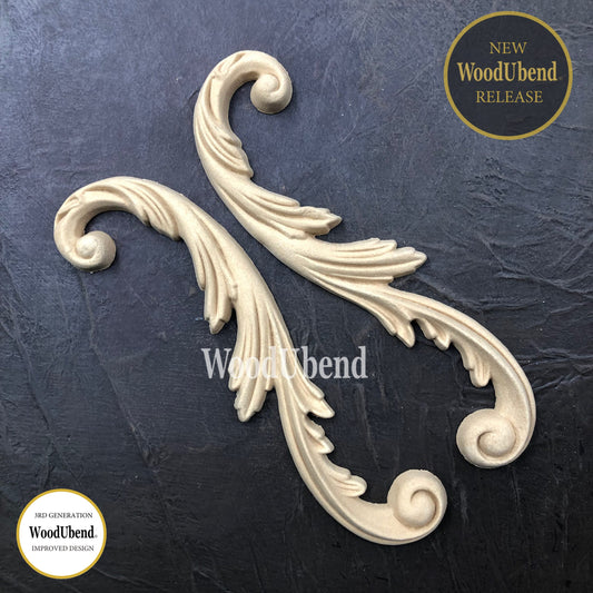 SCROLL PAIR Decorative Moulding Applique WoodUbend 6006