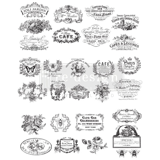 CLASSIC VINTAGE LABELS - 24.7" x 31.2" - Redesign Decor Transfer Decal