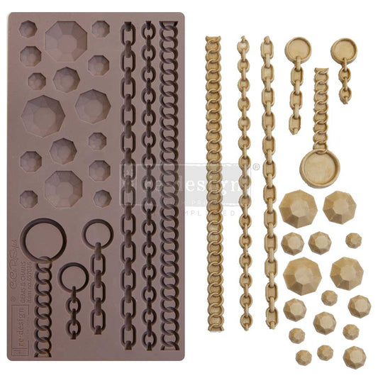 GEMS AND CHAINS Decor Mould with CECE Re-Design with Prima 5" x 10"
